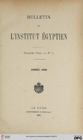 3.Ser. 1: Bulletin de l'Institut Egyptien