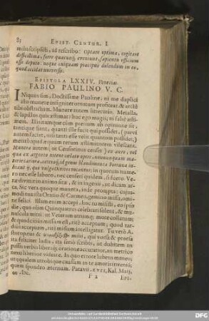 Epistola LXXIV. Venetias. Fabio Paulino V. C.