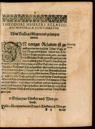 Theodori Meurers Relationis Historicae Continuatio.