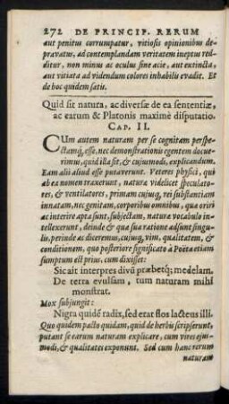 Quid sit natura, ac diversae de ea sententiae ... Cap. II.