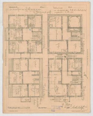 Thiersch, Friedrich von; Unterschondorf am Ammersee (Bayern); Landerziehungsheim Lohmann - Grundriss Keller, Grundriss EG, Grundriss OG, Grundriss DG