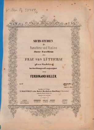 Sechs Studien : für Pianoforte u. Violine ; op. 38
