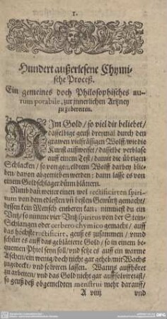 Hundert außerlesene Chyische Proceß.
