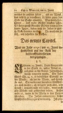 Das neunte Capitel. Was im Jahr 1731, am 25. Junii ... vorgegangen.