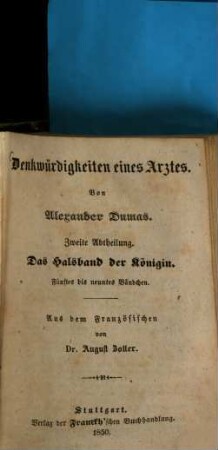 Denkwürdigkeiten eines Arztes, 2,5/9. Das Halsband der Königin
