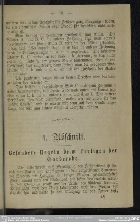 4. Abschnitt. Besondere Regeln beim Fertigen der Garderobe