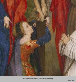 Die Kreuzigung Christi mit der Madonna, dem Heiligen Johannes Evangelista, dem Heiligen Johannes dem Täufer, der Heiligen Maria Magdalena und zwei Zisterziensern