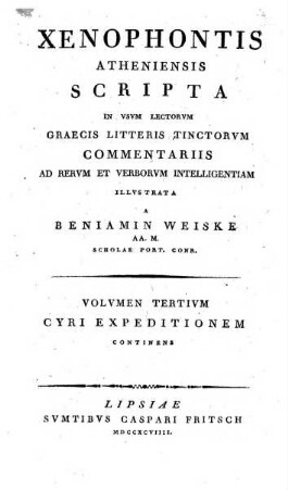 Xenophontis Atheniensis Scripta. 3, Cyri expeditionem continens