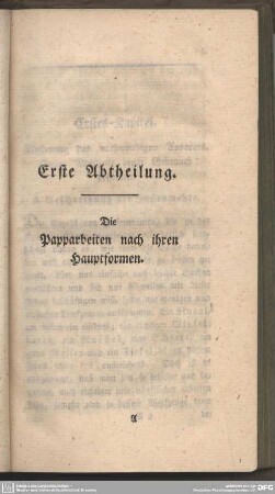 Erste Abtheilung. Die Papparbeiten nach ihren Hauptformen