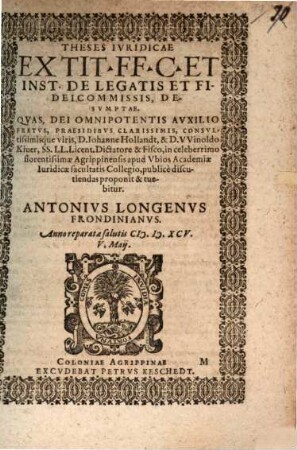 Theses iur. ... de legatis