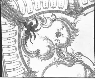 Potsam, Neues Palais, Blaue Kammer, R.: 179, Detail der Decke in der Nordwestecke.