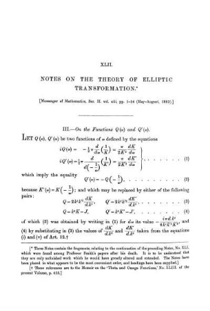 Paper XLII. Notes on the Theory of Elliptic Transformation.