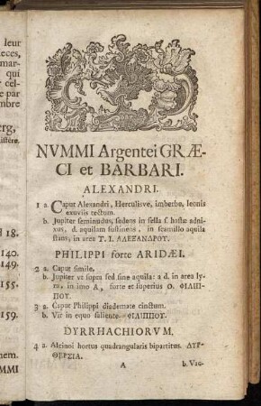 Nummi argentei Græ⁠ci et Barbari.