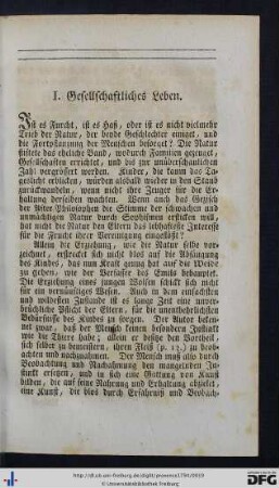 I. Gesellschaftliches Leben.