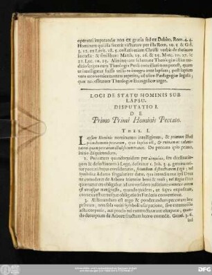 Disputatio I. De Primo Primi Hominis Peccato.