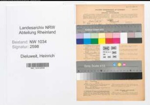 Entnazifizierung Heinrich Dieluweit , geb. 20.07.1913 (Oberfeldwebel)