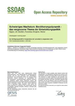 Schwieriges Wachstum: Bevölkerungsdynamik - das vergessene Thema der Entwicklungspolitik