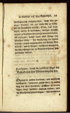 II. Krankheiten, denen die Landleute wegen der Beschaffenheit ihrer Arbeiten ausgesetzt sind.