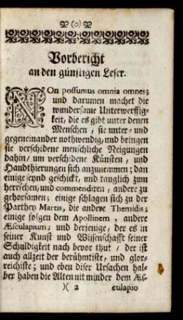 Vorbericht an den günstigen Leser