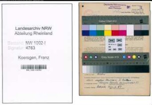 Entnazifizierung Franz Koersgen, geb. 13.12.1897 (Vorarbeiter)