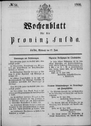 Nr. 51, Ausgabe vom 27. Juni 1866