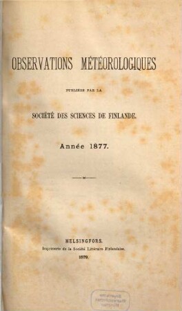 Observations météorologiques. [5]. 1877