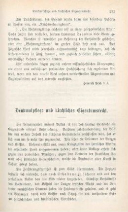 273-291 Denkmalpflege und kirchliches Eigentumsrecht