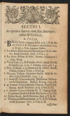 Sectio I. - Sectio VII.