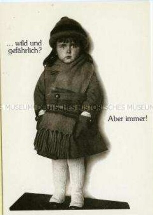 Postkarte mit historischem Foto und Spruch
