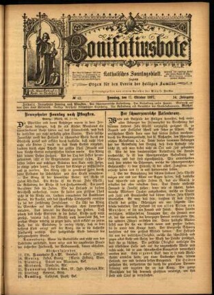 Erste Ausgabe vom Sonntag, den 17. Oktober 1897.