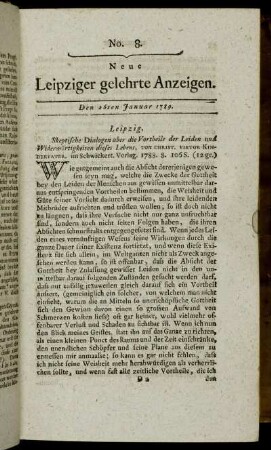 No. 8. Den 26ten Januar 1789.