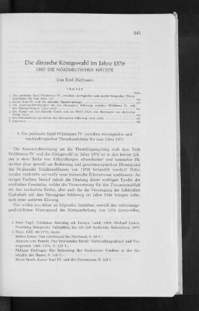 Die dänische Königswahl im Jahre 1376 und die norddeutschen Mächte