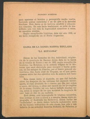 Glosa de la danza nativa titulada "la refalosa"