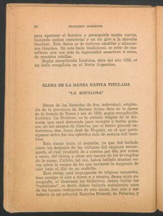 Glosa de la danza nativa titulada "la refalosa"