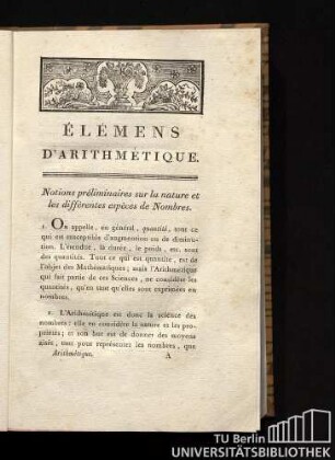 1. Élémens d'arithmétique.