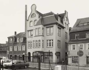 Mittweida, Wohn- und Geschäftshaus : Mittweida. Wohn- und Geschäftshaus (um 1905), Weberstraße 44. Straßenansicht