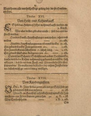 Titulus XVI. Von Holz : und Kohlenkauff.