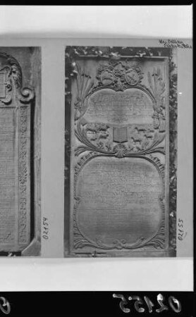 Heidelberg Peterskirche Grabstein Regina Barbara Försterin (gestorben 1745) und Tochter Susanna Philippina Foltzin (gestorben 1745)