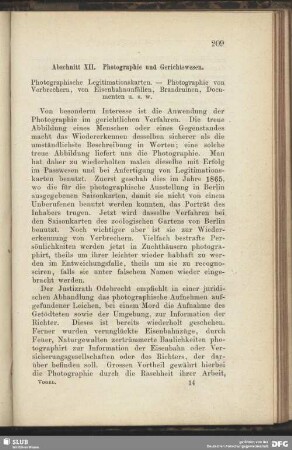 Abschnitt XII. Photographie und Gerichtswesen.