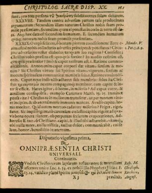 Disputatio vigesima prima, De Omnipraesentia Christi Universali.