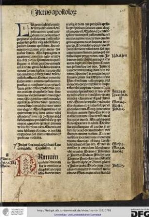 Incipit liber actuum apostolorum beati Luce evangeliste. Capitulum I.