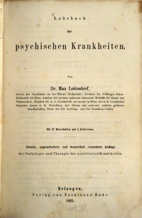 Lehrbuch der psychischen Krankheiten