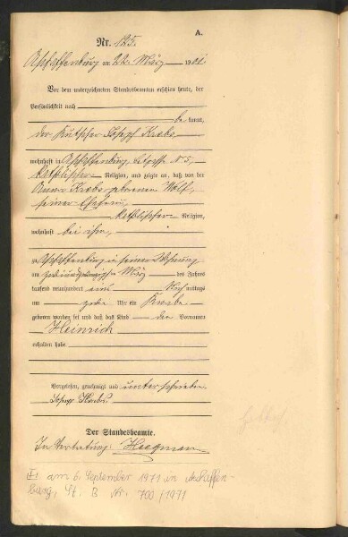 Standesamtsbuch der Stadt Aschaffenburg: Geburten 365/1900 - 184/1901