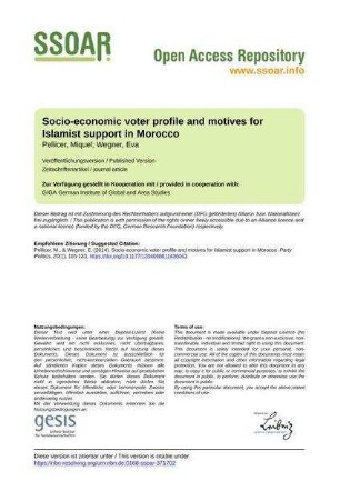 Socio-economic voter profile and motives for Islamist support in Morocco