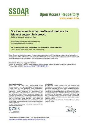 Socio-economic voter profile and motives for Islamist support in Morocco