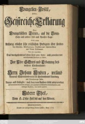Anderer Theil: Vom H. Oster-Fest biß auf den Advent