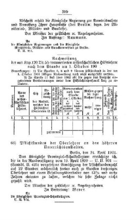 Pflichtstunden der Oberlehrer an den höheren Unterrichtsanstalten : [D. Höhere Lehranstalten]