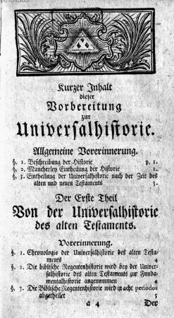 Kurzer Inhalt dieser Vorbereitung zur Universalhistorie