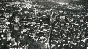 Zittau. Stadtkern gegen die Neiße. Luftbild-Schrägaufnahme von Nordwest