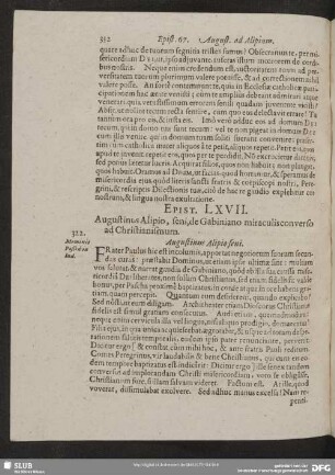 Epist. LXVII. Augustinus Alipio, seni, de Gabiniano miraculis converso ad Christianissimum
